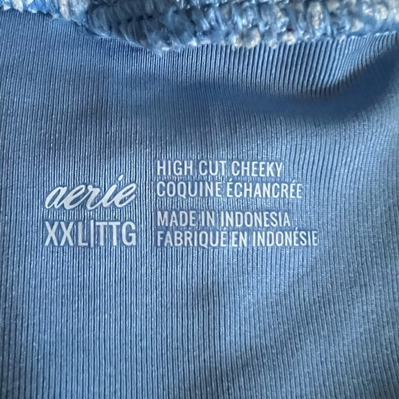 NWT Aerie Women's High Cut Cheeky Bikini Bottom Polka Dot Horizon Blue Size XXL - Picture 8 of 10